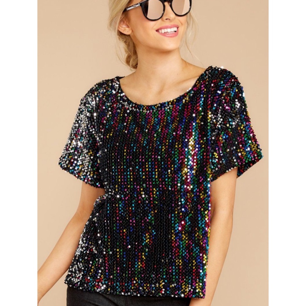 Francesca's Collections Multicolor Sequin Top - image 1
